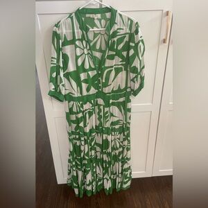 Be Boho Green & White Floral Print Tiered Maxi Dress